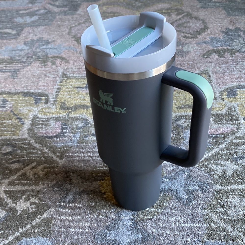 Stanley Gray Travel Mug with Mint Accents
